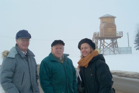 Siegfried Osterwoldt, Leo Hamson and Eva Colmers - POW Tower in background - Erika Foley Photo